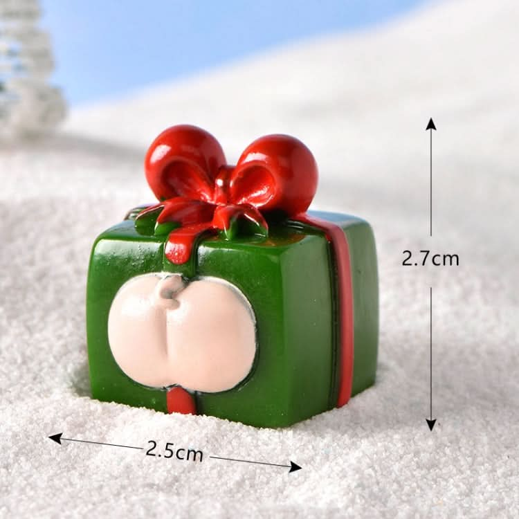 5pcs Christmas Micro Landscape Snowscape Decoration Accessories Christmas Resin Ornament, Style: No.12 Ass Green Red Gift Box-Reluova