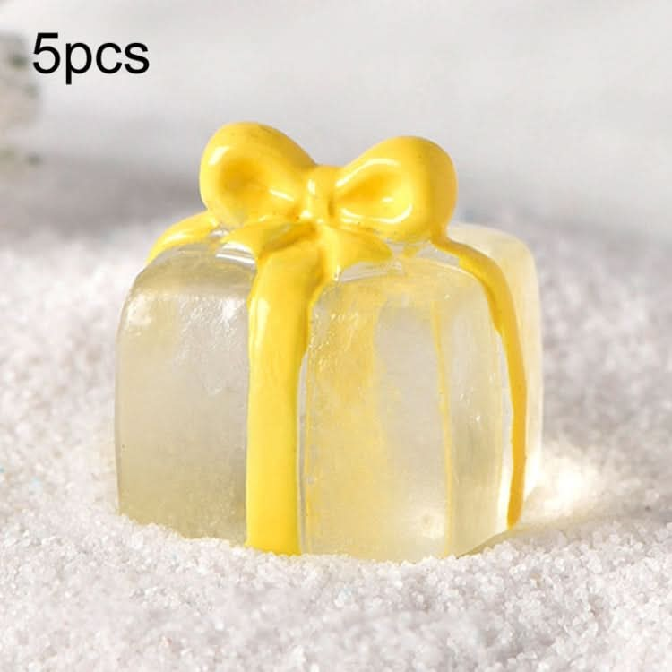 5pcs Christmas Micro Landscape Snowscape Decoration Accessories Christmas Resin Ornament, Style: No.13 Transparent Gift Box Yellow-Reluova