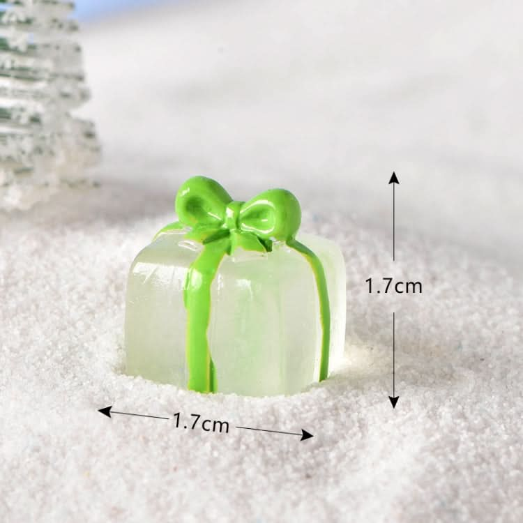 5pcs Christmas Micro Landscape Snowscape Decoration Accessories Christmas Resin Ornament, Style: No.15 Transparent Gift Box Green-Reluova