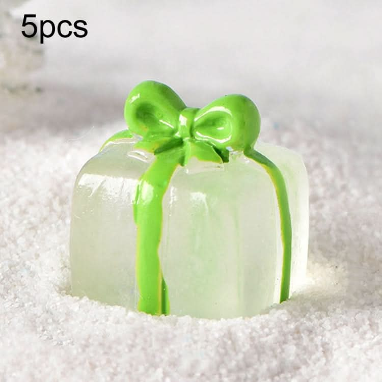 5pcs Christmas Micro Landscape Snowscape Decoration Accessories Christmas Resin Ornament, Style: No.15 Transparent Gift Box Green-Reluova