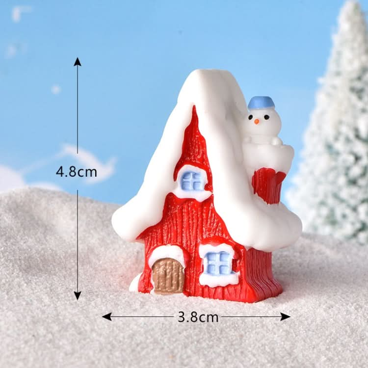 5pcs Christmas Micro Landscape Snowscape Decoration Accessories Christmas Resin Ornament, Style: No.17 Snowman Christmas House-Reluova