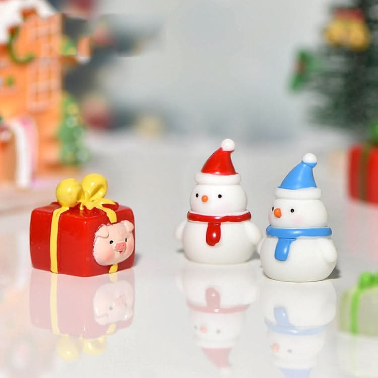 5pcs Christmas Micro Landscape Snowscape Decoration Accessories Christmas Resin Ornament, Style: No.17 Snowman Christmas House-Reluova