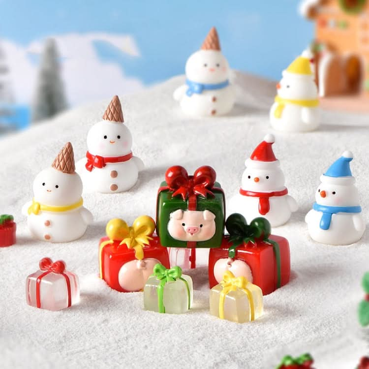 5pcs Christmas Micro Landscape Snowscape Decoration Accessories Christmas Resin Ornament, Style: No.6 Blue Scarf Snowman-Reluova