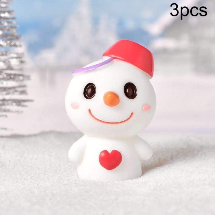 3pcs Christmas Lovely Micro Landscape Snow Ornament Decorative Accessories, Style: No.1 Smile Love-Reluova