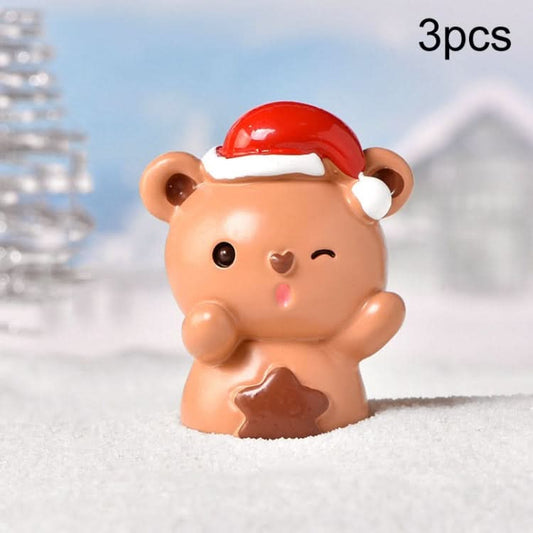 3pcs Christmas Lovely Micro Landscape Snow Ornament Decorative Accessories, Style: No.3 Star Brown Bear-Reluova