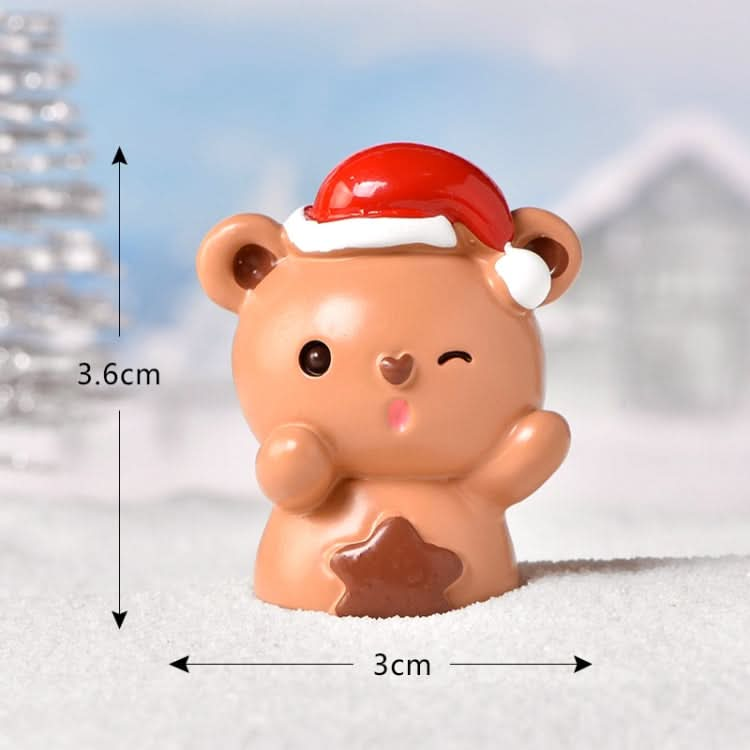 3pcs Christmas Lovely Micro Landscape Snow Ornament Decorative Accessories, Style: No.3 Star Brown Bear-Reluova