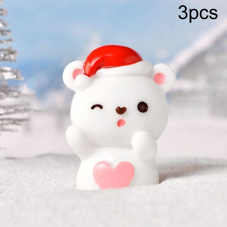 3pcs Christmas Lovely Micro Landscape Snow Ornament Decorative Accessories, Style: No.4 Love White Bear-Reluova