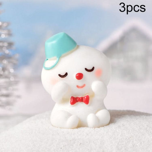 3pcs Christmas Lovely Micro Landscape Snow Ornament Decorative Accessories, Style: No.5 Shy Snowman-Reluova