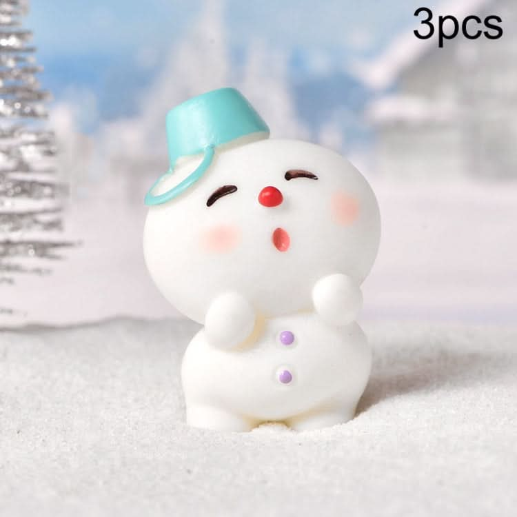 3pcs Christmas Lovely Micro Landscape Snow Ornament Decorative Accessories, Style: No.6 Happy Snowman-Reluova