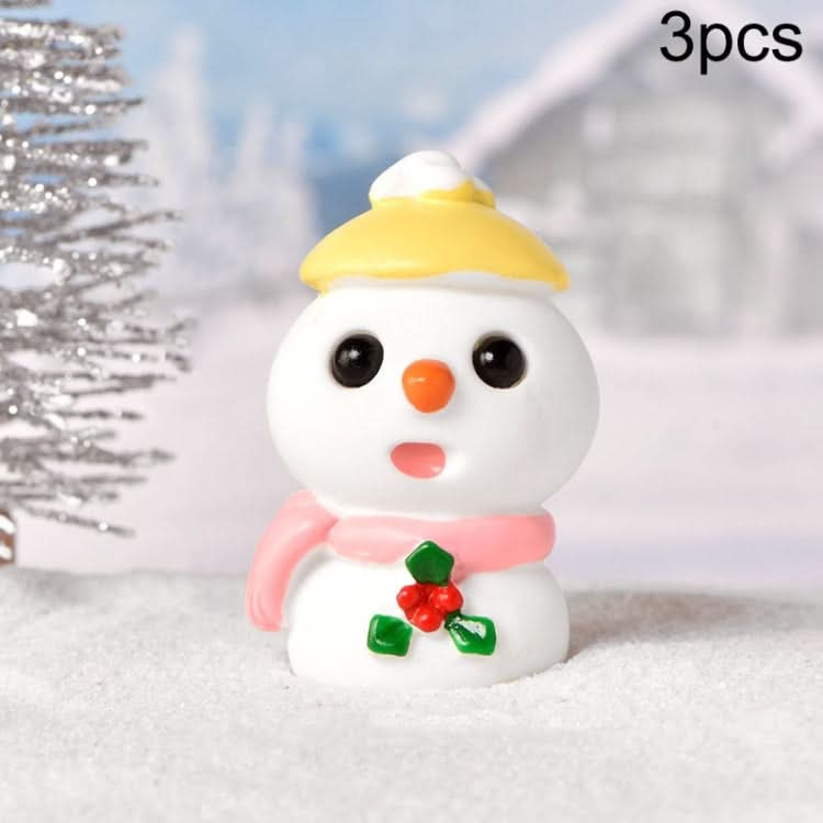 3pcs Christmas Lovely Micro Landscape Snow Ornament Decorative Accessories, Style: No.7 Big Eye Snowman Yellow-Reluova