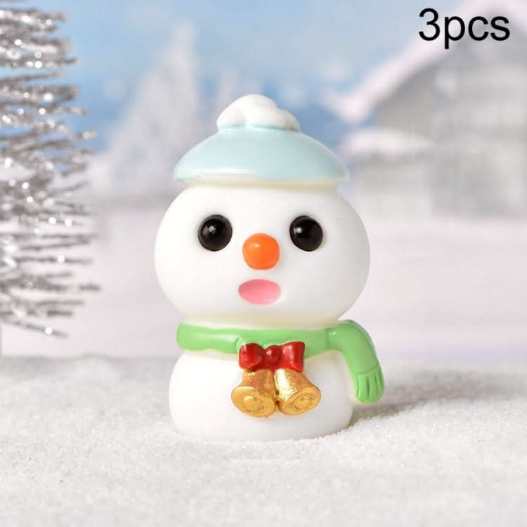 3pcs Christmas Lovely Micro Landscape Snow Ornament Decorative Accessories, Style: No.8 Big Eye Snowman Blue-Reluova