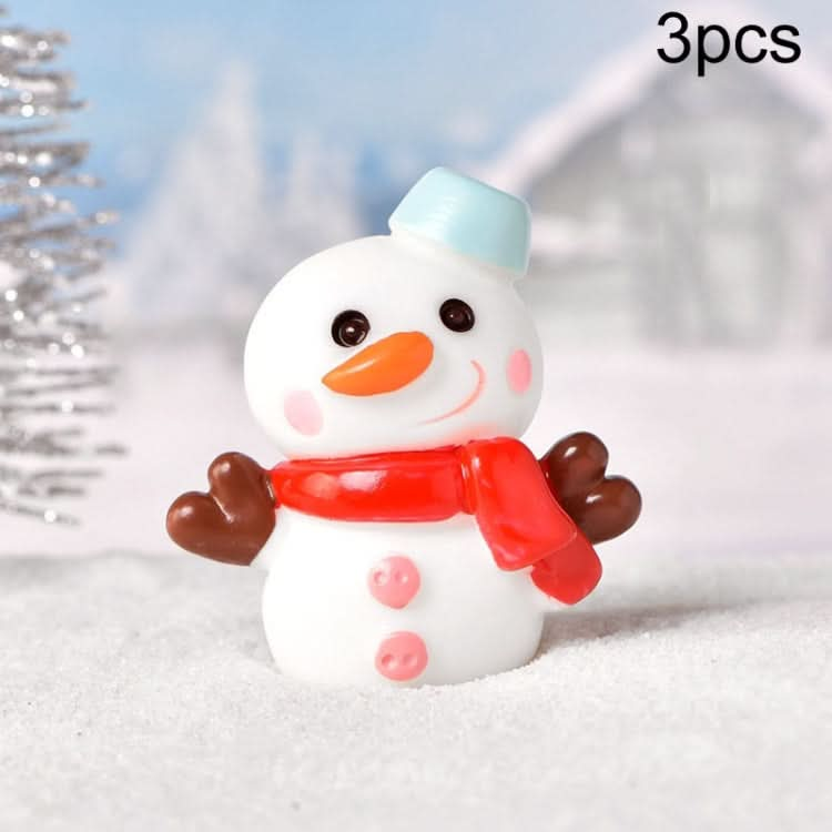 3pcs Christmas Lovely Micro Landscape Snow Ornament Decorative Accessories, Style: No.9 Long Nose Snowman Blue-Reluova