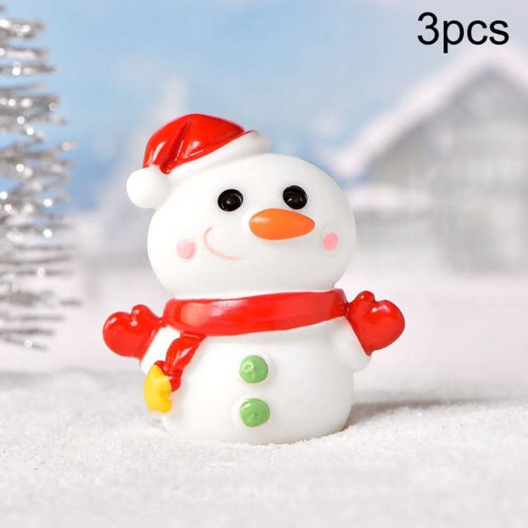 3pcs Christmas Lovely Micro Landscape Snow Ornament Decorative Accessories, Style: No.10 Long Nose Snowman Red-Reluova