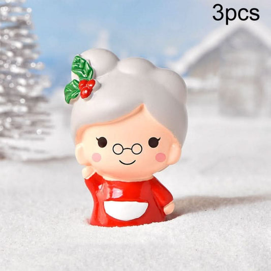 3pcs Christmas Lovely Micro Landscape Snow Ornament Decorative Accessories, Style: No.12 Waving Grandma-Reluova