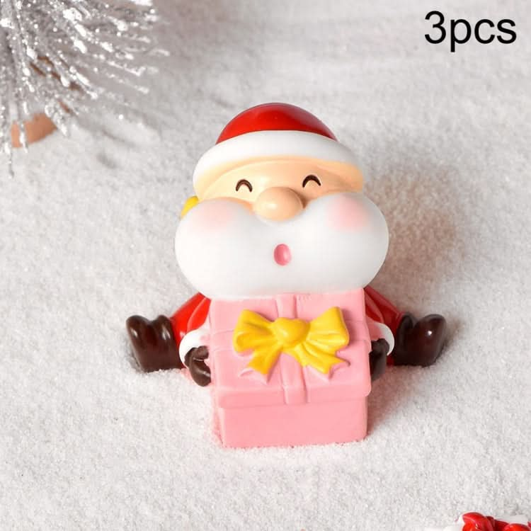 3pcs Christmas Lovely Micro Landscape Snow Ornament Decorative Accessories, Style: No.18 Holding Gift Box-Reluova