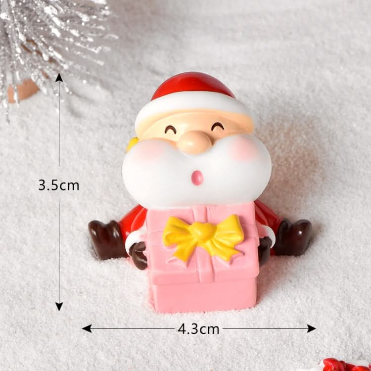 3pcs Christmas Lovely Micro Landscape Snow Ornament Decorative Accessories, Style: No.18 Holding Gift Box-Reluova