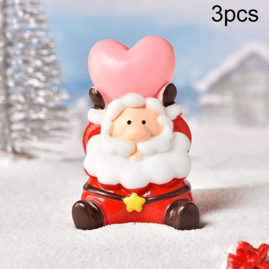 3pcs Christmas Lovely Micro Landscape Snow Ornament Decorative Accessories, Style: No.19 Holding Love Elderly-Reluova