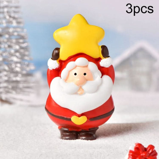 3pcs Christmas Lovely Micro Landscape Snow Ornament Decorative Accessories, Style: No.20 Holding Star Elderly-Reluova