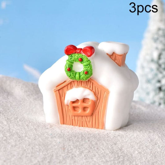 3pcs Christmas Lovely Micro Landscape Snow Ornament Decorative Accessories, Style: No.16 Wreath Christmas House-Reluova