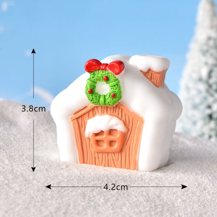 3pcs Christmas Lovely Micro Landscape Snow Ornament Decorative Accessories, Style: No.16 Wreath Christmas House-Reluova