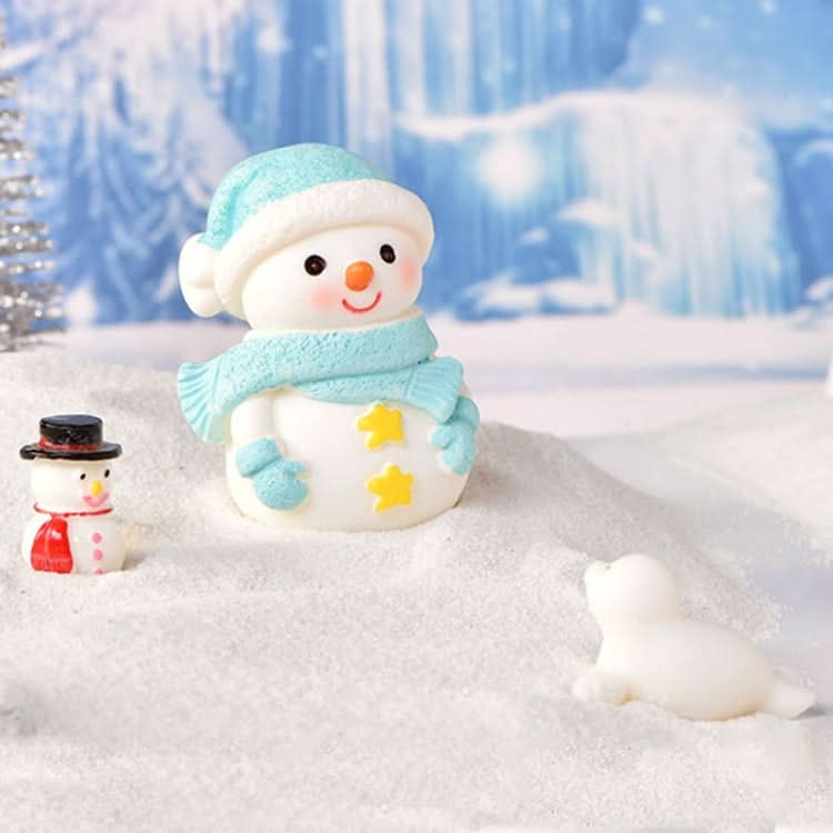 3pcs Christmas Lovely Micro Landscape Snow Ornament Decorative Accessories, Style: No.9 Long Nose Snowman Blue-Reluova