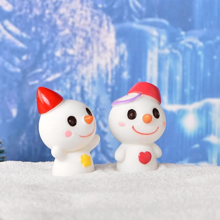 3pcs Christmas Lovely Micro Landscape Snow Ornament Decorative Accessories, Style: No.10 Long Nose Snowman Red-Reluova