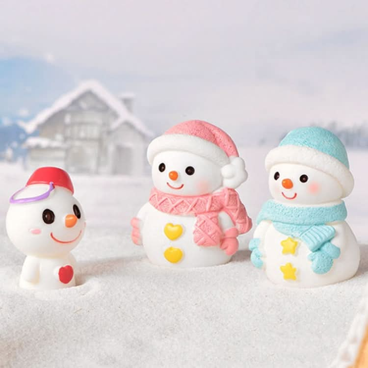 3pcs Christmas Lovely Micro Landscape Snow Ornament Decorative Accessories, Style: No.10 Long Nose Snowman Red-Reluova