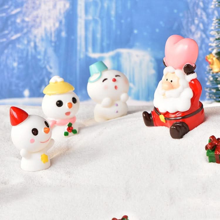 3pcs Christmas Lovely Micro Landscape Snow Ornament Decorative Accessories, Style: No.9 Long Nose Snowman Blue-Reluova