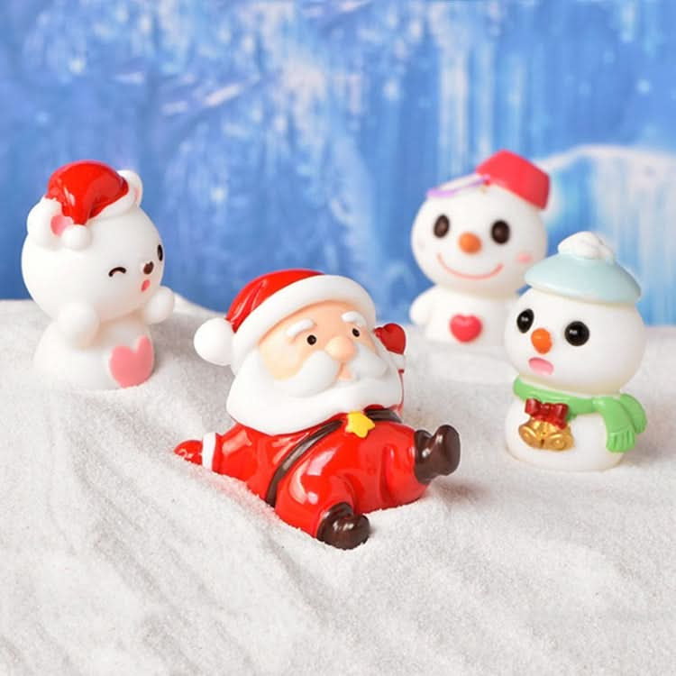 3pcs Christmas Lovely Micro Landscape Snow Ornament Decorative Accessories, Style: No.9 Long Nose Snowman Blue-Reluova