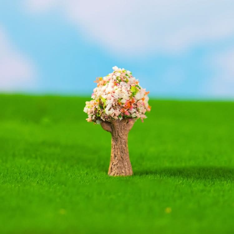 5pcs Micro-Landscape Simulated Green Trees Flowers DIY Gardening Ecological Ornaments, Style: No. 17 Big Head Sakura Tree-Reluova