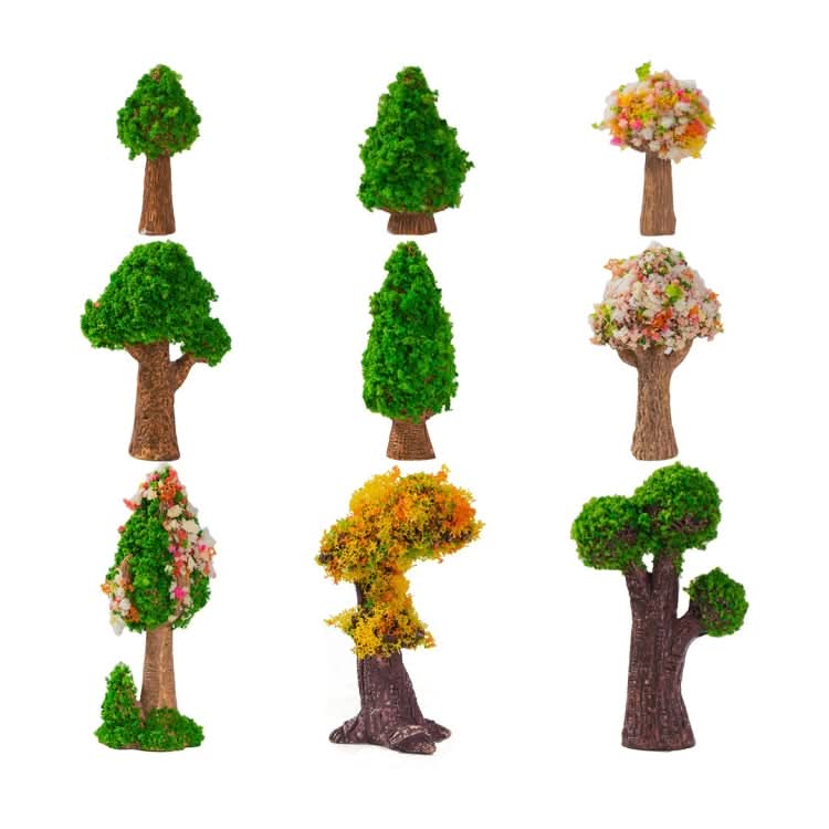 5pcs Micro-Landscape Simulated Green Trees Flowers DIY Gardening Ecological Ornaments, Style: No. 11 Long Tree-Reluova