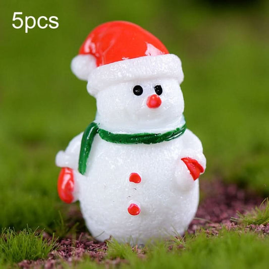 5pcs Christmas Decorations Resin Crafts Gifts Home Decorations Small Ornaments, Style: No.4 Snowman-Reluova