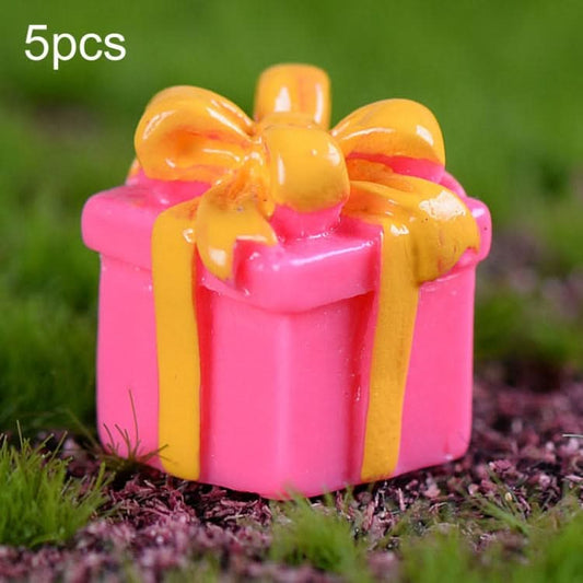 5pcs Christmas Decorations Resin Crafts Gifts Home Decorations Small Ornaments, Style: Pink Gift-Reluova