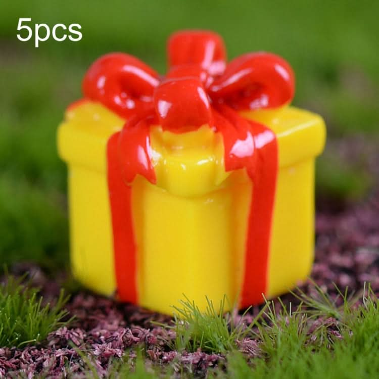 5pcs Christmas Decorations Resin Crafts Gifts Home Decorations Small Ornaments, Style: Yellow Gift-Reluova