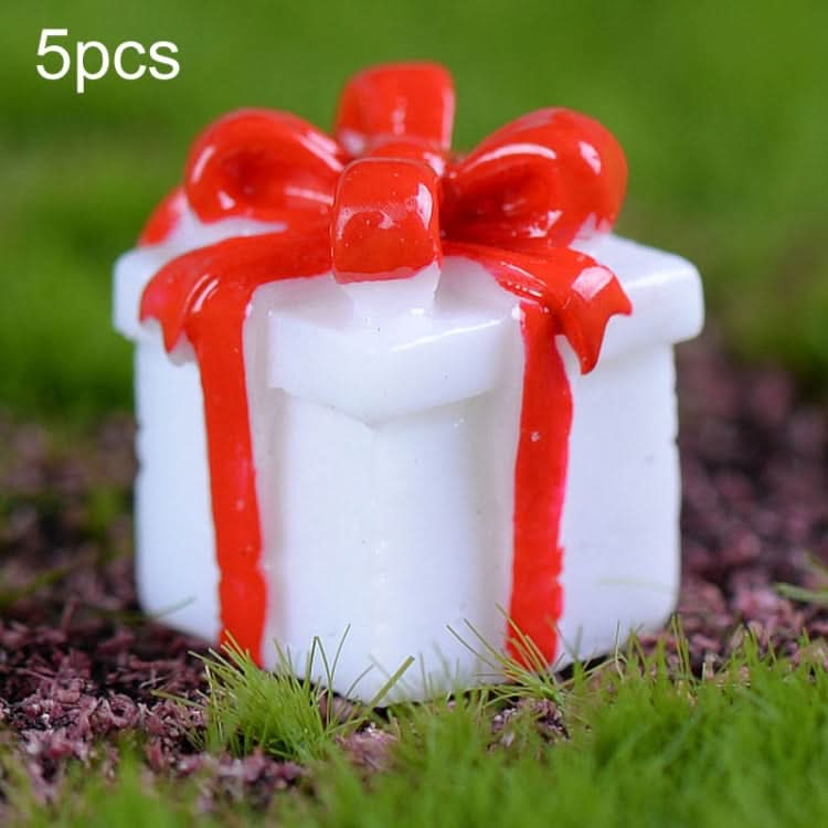 5pcs Christmas Decorations Resin Crafts Gifts Home Decorations Small Ornaments, Style: White Gift-Reluova