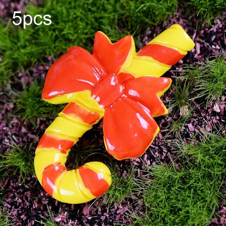 5pcs Christmas Decorations Resin Crafts Gifts Home Decorations Small Ornaments, Style: Yellow Red Cane-Reluova