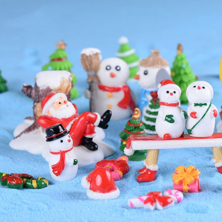 5pcs Christmas Decorations Resin Crafts Gifts Home Decorations Small Ornaments, Style: No.3 Snowman-Reluova