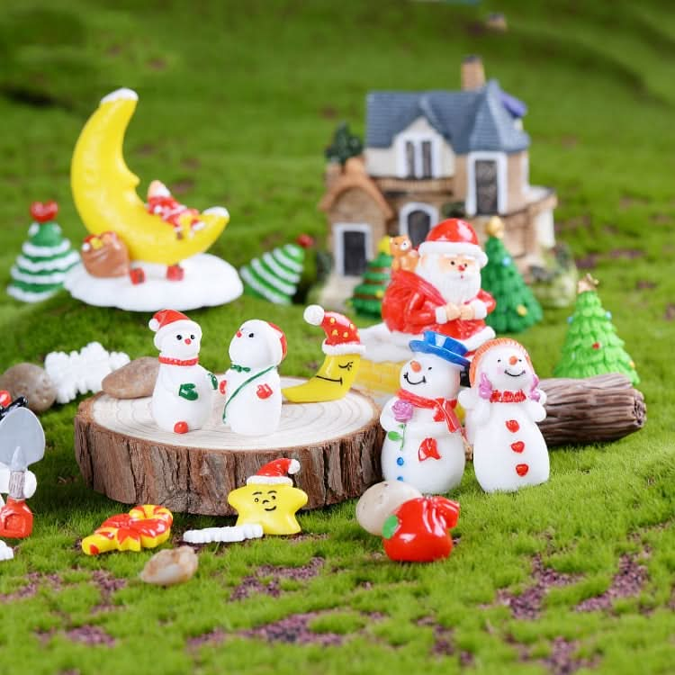 5pcs Christmas Decorations Resin Crafts Gifts Home Decorations Small Ornaments, Style: No.3 Snowman-Reluova