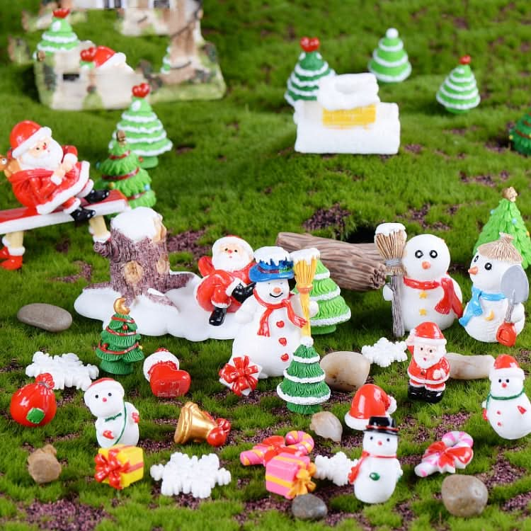 5pcs Christmas Decorations Resin Crafts Gifts Home Decorations Small Ornaments, Style: No.2 Snowman-Reluova