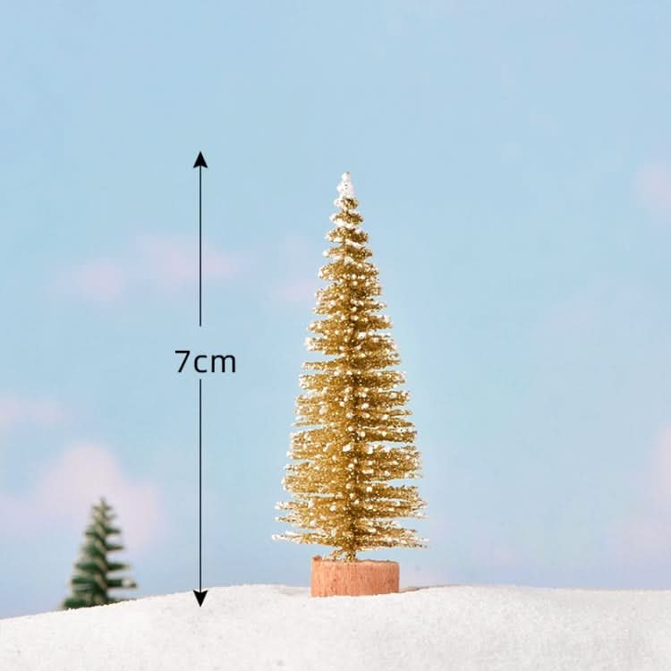 4pcs Christmas Tree Micro Landscape Accessories PVC Home Decoration Ornaments, Size: 7cm Golden-Reluova