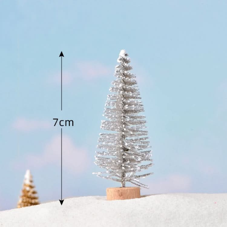 4pcs Christmas Tree Micro Landscape Accessories PVC Home Decoration Ornaments, Size: 7cm Wood-bottom Silver-Reluova