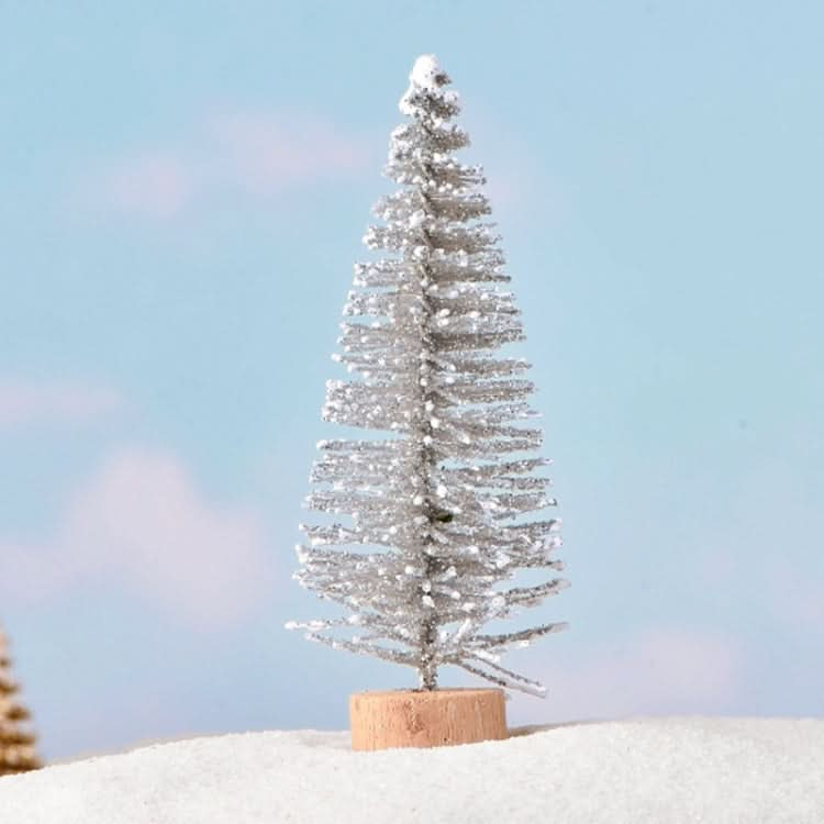 4pcs Christmas Tree Micro Landscape Accessories PVC Home Decoration Ornaments, Size: 7cm Wood-bottom Silver-Reluova