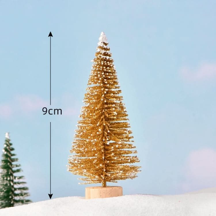 4pcs Christmas Tree Micro Landscape Accessories PVC Home Decoration Ornaments, Size: 9cm Golden-Reluova