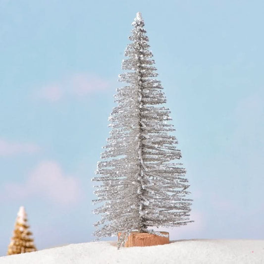 4pcs Christmas Tree Micro Landscape Accessories PVC Home Decoration Ornaments, Size: 9cm Wood-bottom Silver-Reluova