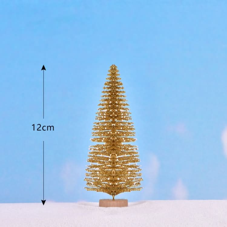 4pcs Christmas Tree Micro Landscape Accessories PVC Home Decoration Ornaments, Size: 12cm Golden-Reluova