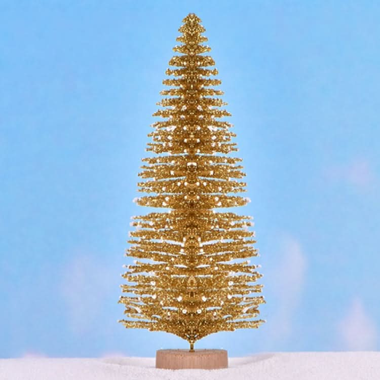 4pcs Christmas Tree Micro Landscape Accessories PVC Home Decoration Ornaments, Size: 12cm Golden-Reluova