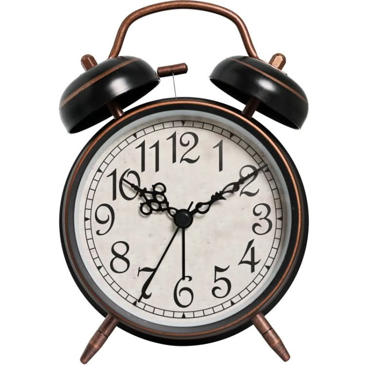 4.5 Inch Electroplated Metal Ring Bell Alarm Clock Quartz Clock With Night Light ?, Style: Black C-Reluova