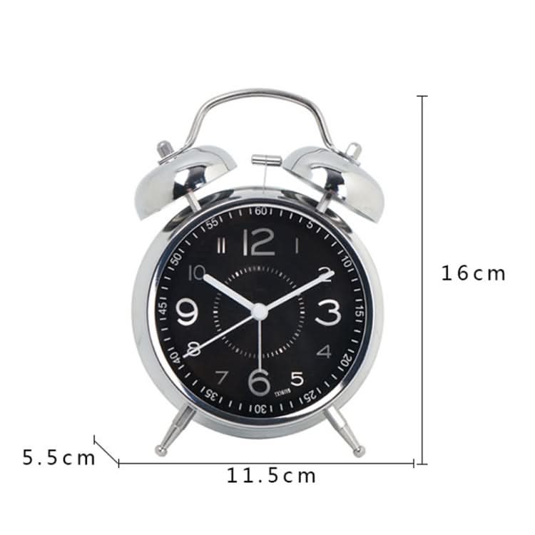 4.5 Inch Electroplated Metal Ring Bell Alarm Clock Quartz Clock With Night Light ?, Style: Blue-Reluova