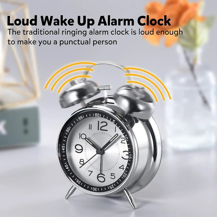 4.5 Inch Electroplated Metal Ring Bell Alarm Clock Quartz Clock With Night Light ?