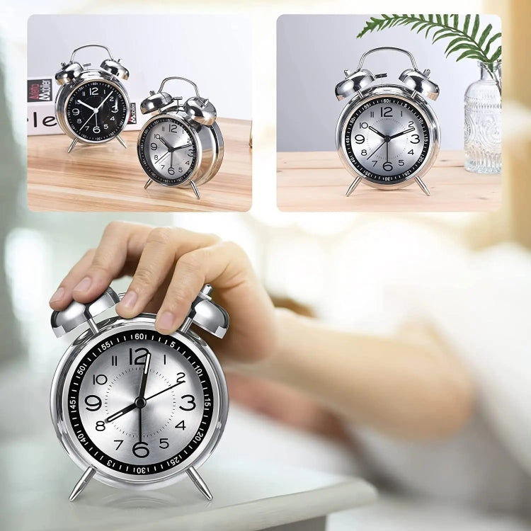 4.5 Inch Electroplated Metal Ring Bell Alarm Clock Quartz Clock With Night Light ? My Store